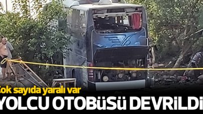 Silifke'de yolcu otobüsü devrildi: 33 yaralı