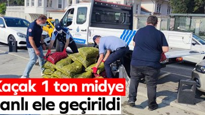 Sarıyer'de kaçak avlanan 1 ton midye ele geçirildi