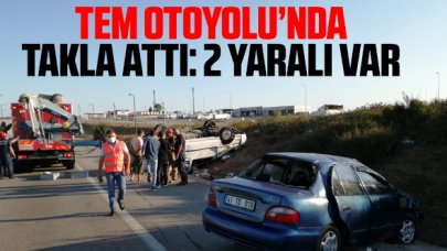 Tuzla TEM Otoyolunda araç takla attı; 2 yaralı