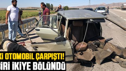 Erzurum'da iki otomobil çarpıştı, biri ikiye bölündü: 5 yaralı