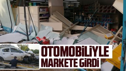 Beylikdüzü'nde otomobiliyle markete girdi!