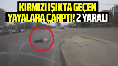 Kırmızı ışıkta geçen yayalara otomobil çarptı: 2 yaralı