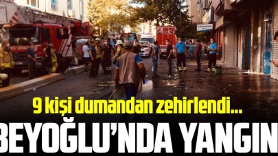 Beyoğlu'nda iş yerinde yangın: 9 kişi dumandan etkilendi