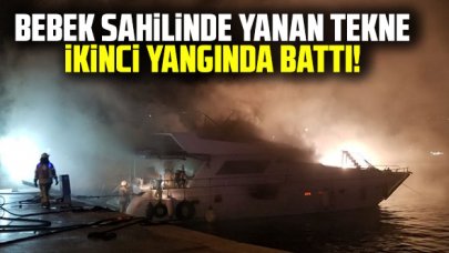 Dün yanan tekne ikinci yangında battı