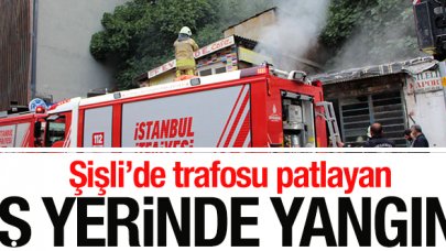 Şişli'de trafosu patlayan iş yerinde yangın!