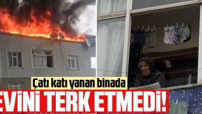 Çatısı alev alev yanan binanın 5. katından çıkmadı!