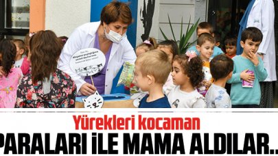 Harçlıkları ile mama aldılar!