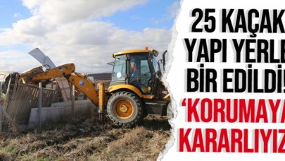 Büyükçekmece'de 25 kaçak yapı yıkıldı