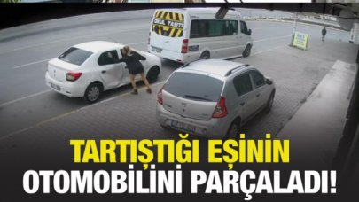 Esenyurt’ta tartıştığı eşinin otomobilini parçaladı