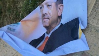 Cumhurbaşkanı Recep Tayyip Erdoğan'ın afişlerini yırtan şahıs gözaltına alındı