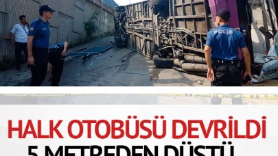 Sarıyer'de halk otobüsü devrildi!