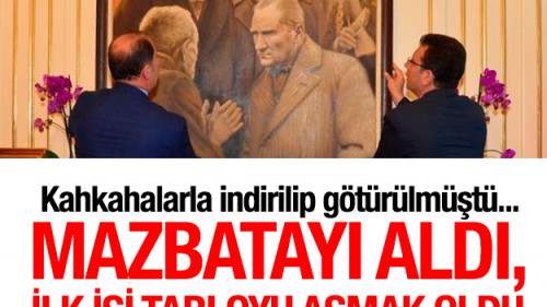 Atatürk tablosu eski yerine asıldı