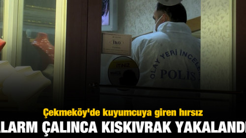 Kuyumcuya giren hırsızı alarm yakalattı