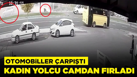 Otomobiller çarpıştı, kadın yolcu camdan fırladı