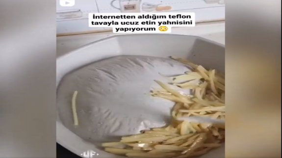 Ucuz diye satın aldığı tava balon gibi şişti