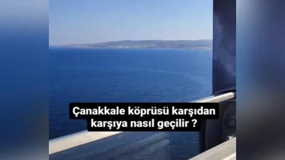 Çanakkale Köprüsü'nün iç kısmından yolun karşısına geçti