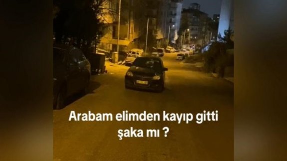 Arabası yokuş aşağı kayarken video çekmeye devam etti!