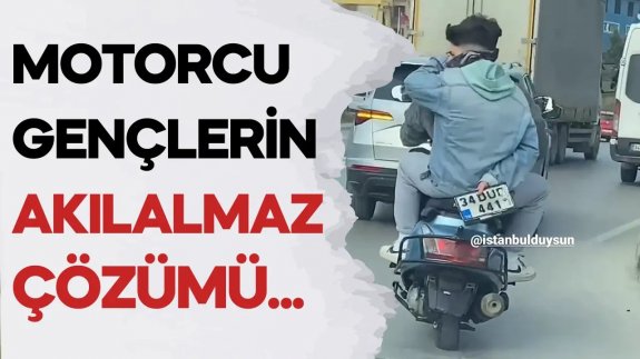 Plakası kopan motosikletli öyle bir çözüm buldu ki…