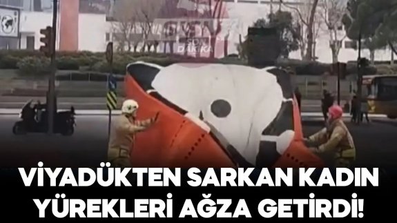 Viyadükten sarkan kadın yürekleri ağza getirdi!