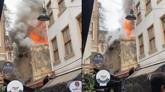 Ortaköy'de restoranda yangın: Birçok noktadan görüldü