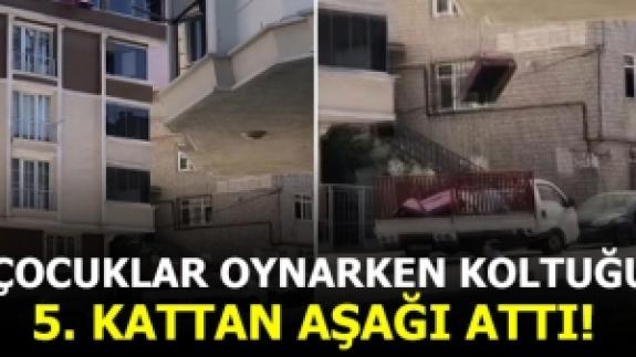 Arnavutköy'de akılalmaz görüntü; 5. kattan koltuğu böyle yere attılar