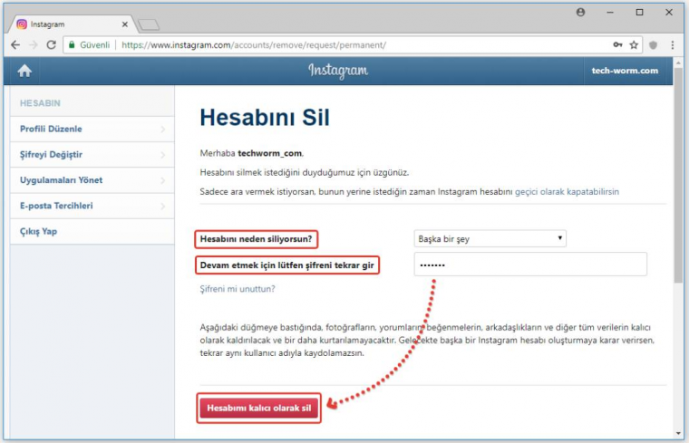 Instagram Hesap Silme İşlemi Nasıl Yapılır 3