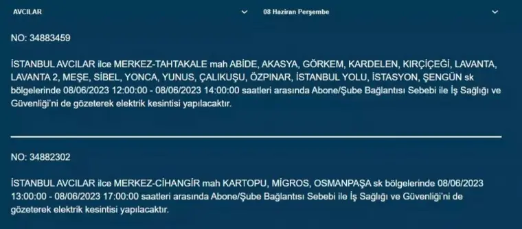 İstanbul'da Yarın Hangi İlçelerde Kesinti Olacak? 08 Haziran 2023 Bedaş Elektrik Kesintisi 1