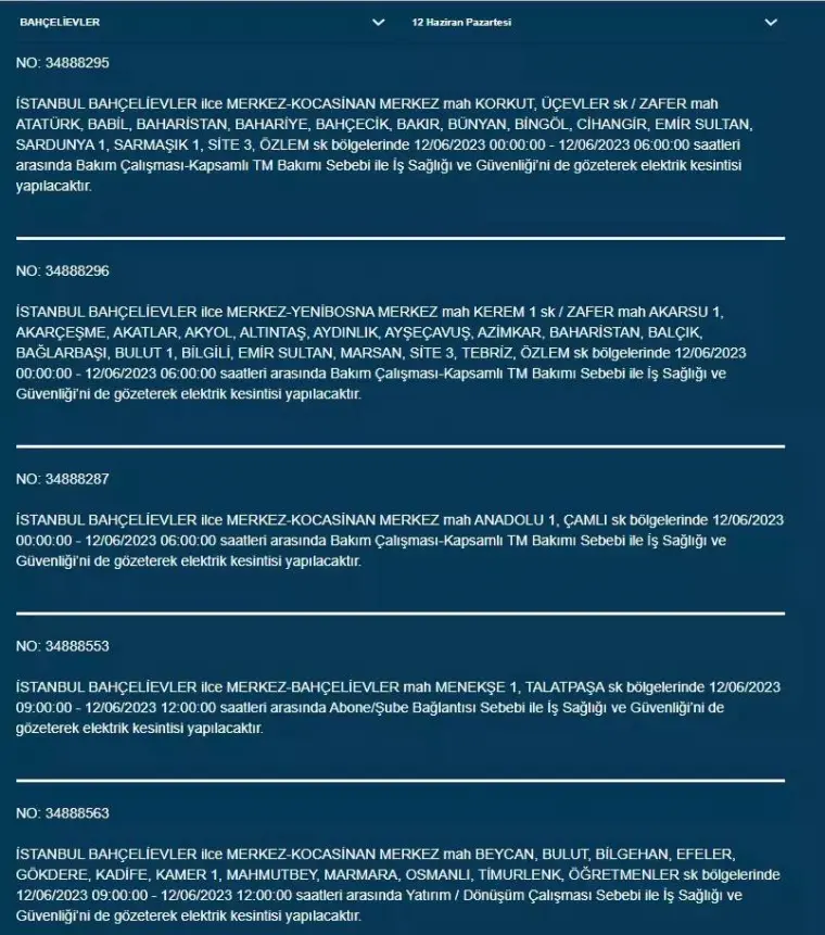 İstanbul'da Bugün O İlçelerde Elektrik Kesintisi Olacak! 12 Haziran 2023 Pazartesi Elektrik Kesintisi 2