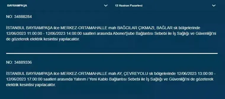 İstanbul'da Bugün O İlçelerde Elektrik Kesintisi Olacak! 12 Haziran 2023 Pazartesi Elektrik Kesintisi 4