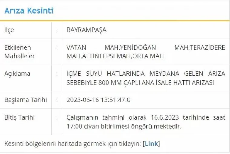 İstanbul'da Şu An Bu İlçelerde Su Kesintisi Var! 16 Haziran 2023 Su Kesintisi 1