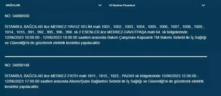 İstanbul'da Bugün O İlçelerde Elektrik Kesintisi Olacak! 12 Haziran 2023 Pazartesi Elektrik Kesintisi 5