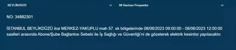 İstanbul'da Yarın Hangi İlçelerde Kesinti Olacak? 08 Haziran 2023 Bedaş Elektrik Kesintisi 6