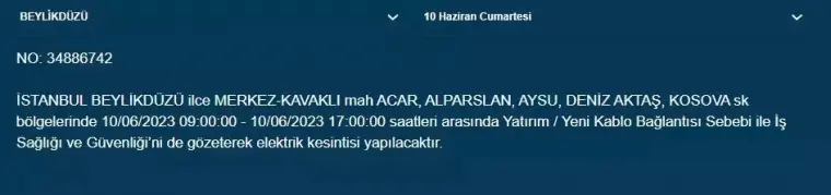 BEDAŞ, Yarın Bazı İlçelerde Elektrik Kesintisi Yapacak! 10 Haziran 2023 Cumartesi Elektrik Kesintisi 6