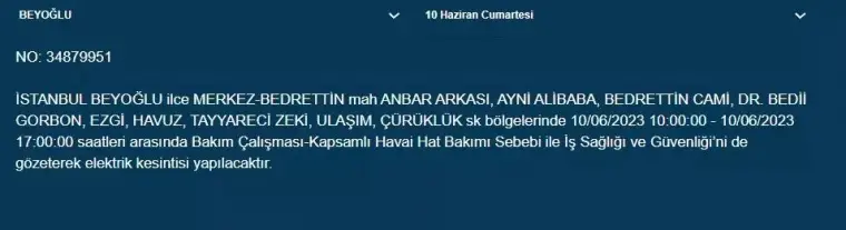 BEDAŞ, Yarın Bazı İlçelerde Elektrik Kesintisi Yapacak! 10 Haziran 2023 Cumartesi Elektrik Kesintisi 18