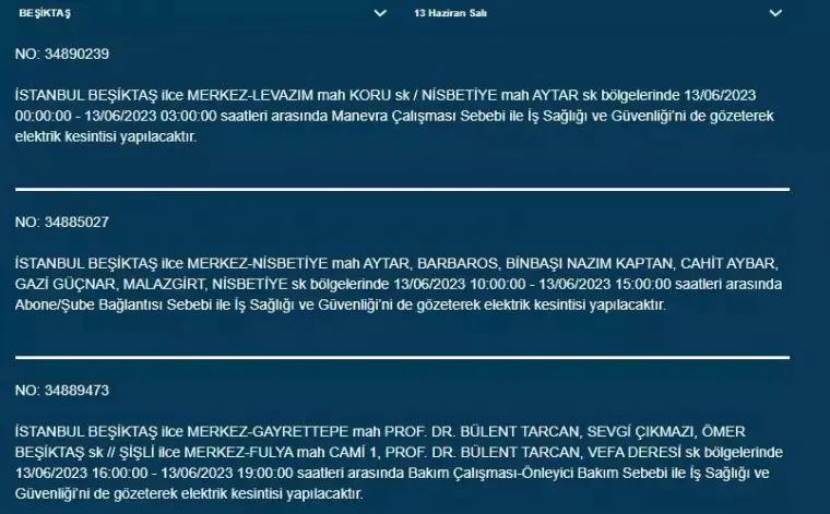 İstanbul'da Yarın O İlçelerde Saatlerce Elektrik Kesintisi Olacak! 13 Haziran 2023 Elektrik Kesintisi 11