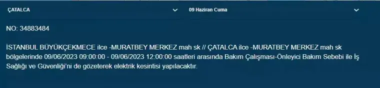 İstanbullular Dikkat! Yarın O İlçelerde Elektrik Kesintisi Var! 09 Haziran 2023 Cuma Elektrik Kesintisi 9