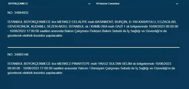 BEDAŞ, Yarın Bazı İlçelerde Elektrik Kesintisi Yapacak! 10 Haziran 2023 Cumartesi Elektrik Kesintisi 17