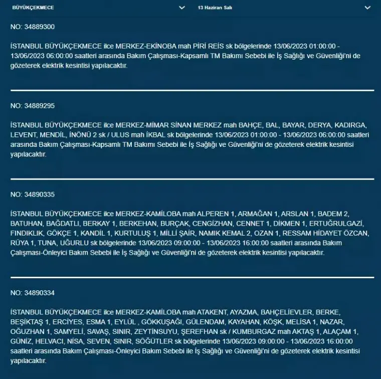 İstanbul'da Yarın O İlçelerde Saatlerce Elektrik Kesintisi Olacak! 13 Haziran 2023 Elektrik Kesintisi 5