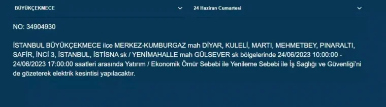 Haftasonu O İlçelerde Elektrik Kesintisi Olacak 7