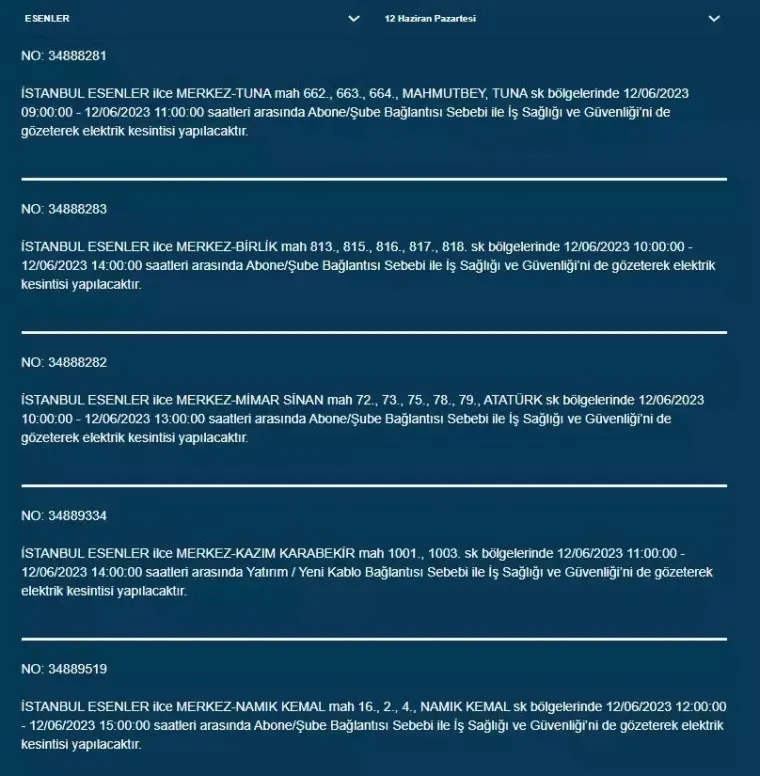 İstanbul'da Bugün O İlçelerde Elektrik Kesintisi Olacak! 12 Haziran 2023 Pazartesi Elektrik Kesintisi 14