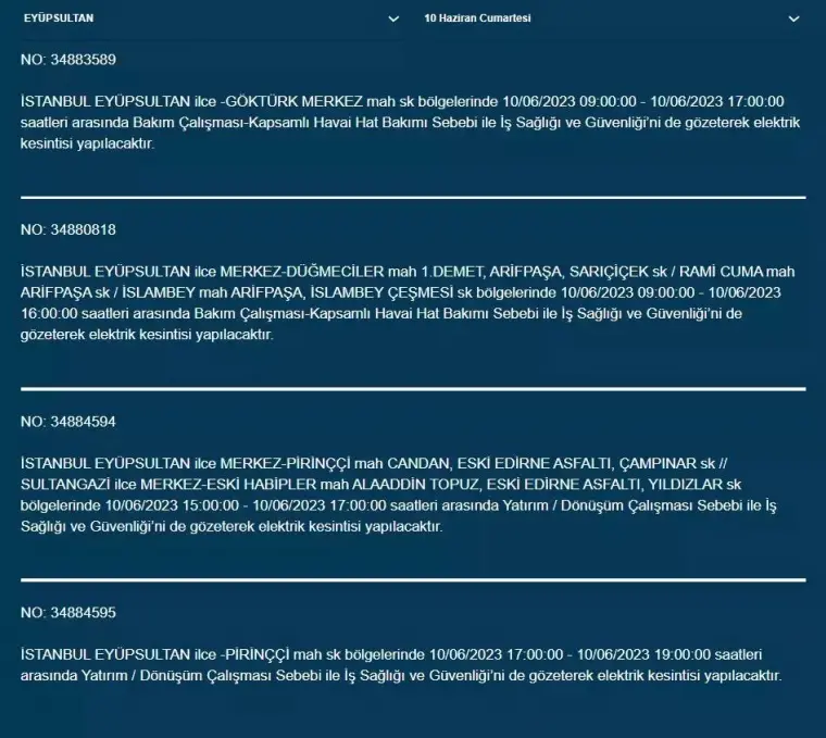 BEDAŞ, Yarın Bazı İlçelerde Elektrik Kesintisi Yapacak! 10 Haziran 2023 Cumartesi Elektrik Kesintisi 14