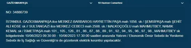 BEDAŞ, Yarın Bazı İlçelerde Elektrik Kesintisi Yapacak! 10 Haziran 2023 Cumartesi Elektrik Kesintisi 15