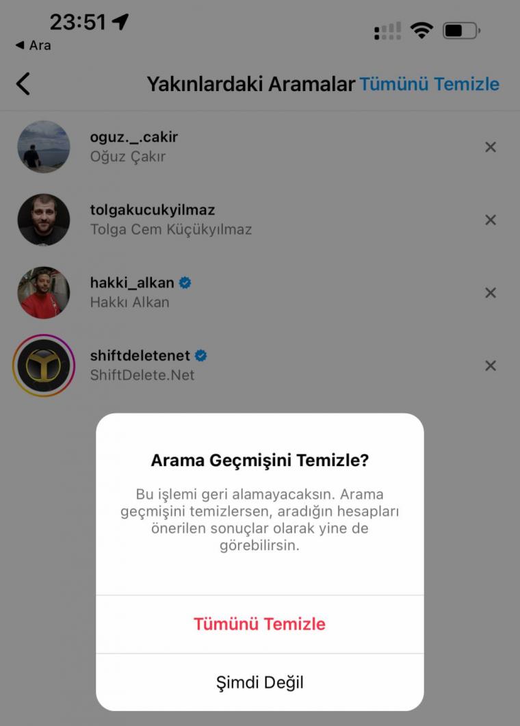 Instagram arama geçmişi silme nasıl yapılır? 3