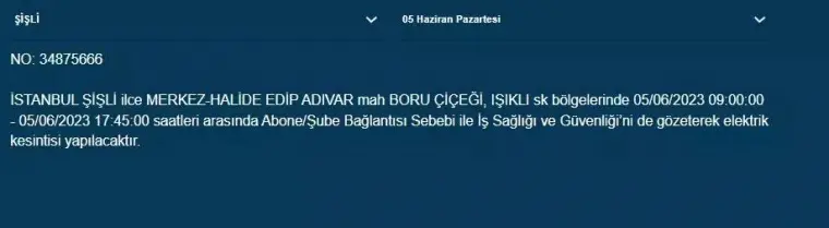 İstanbul'da yarın hangi ilçelerde elektrik kesintisi olacak 1