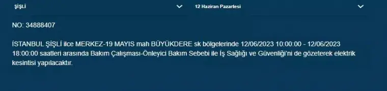 İstanbul'da Bugün O İlçelerde Elektrik Kesintisi Olacak! 12 Haziran 2023 Pazartesi Elektrik Kesintisi 22