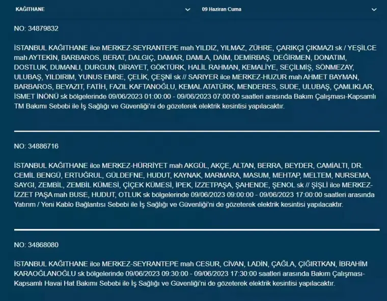 İstanbullular Dikkat! Yarın O İlçelerde Elektrik Kesintisi Var! 09 Haziran 2023 Cuma Elektrik Kesintisi 16