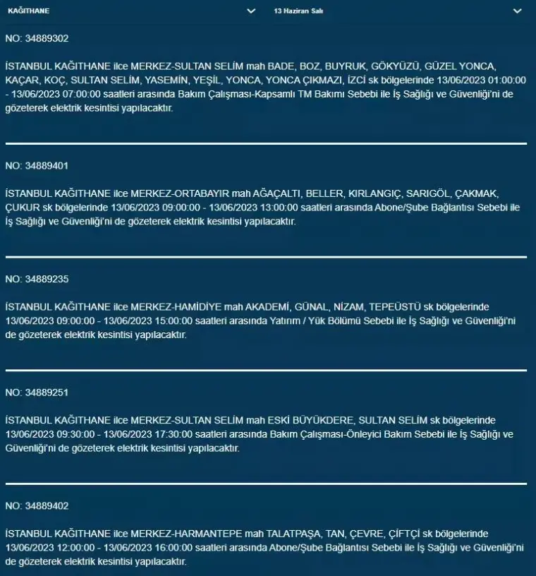 İstanbul'da Yarın O İlçelerde Saatlerce Elektrik Kesintisi Olacak! 13 Haziran 2023 Elektrik Kesintisi 18