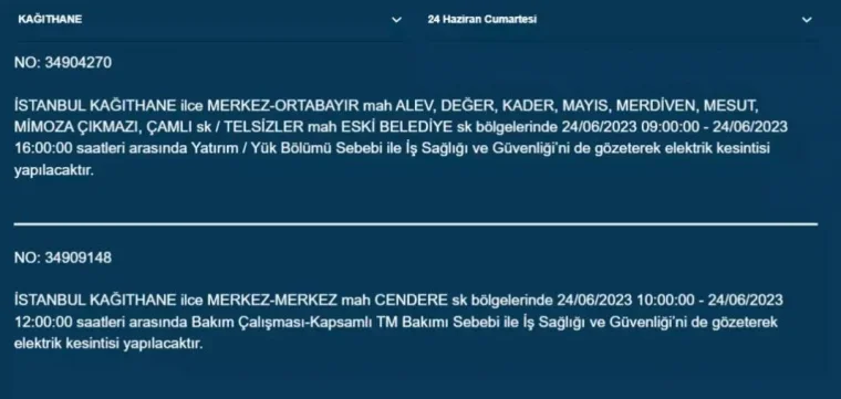 Haftasonu O İlçelerde Elektrik Kesintisi Olacak 13