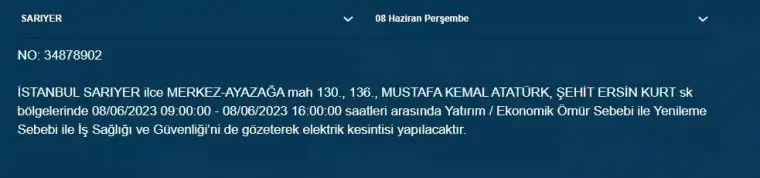 İstanbul'da Yarın Hangi İlçelerde Kesinti Olacak? 08 Haziran 2023 Bedaş Elektrik Kesintisi 13