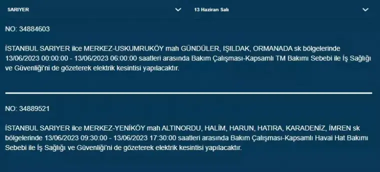 İstanbul'da Yarın O İlçelerde Saatlerce Elektrik Kesintisi Olacak! 13 Haziran 2023 Elektrik Kesintisi 25